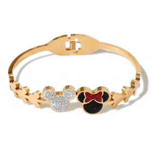 NEW - Designer Crystal Pavé Minnie Mouse Hinge Cuff Bracelet Disney